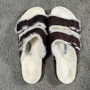 Birkenstock Arizona Shearling Sandal Habana Oiled Leather Mens EU 44 US Size 11